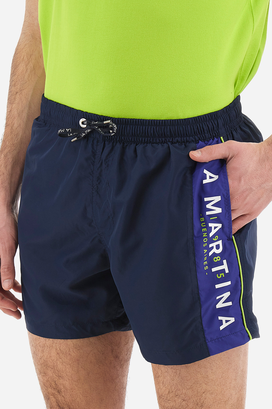 Regular fit men's swim trunks with drawstring waist - Vittoriano - Swimwear | La Martina - Official Online Shop