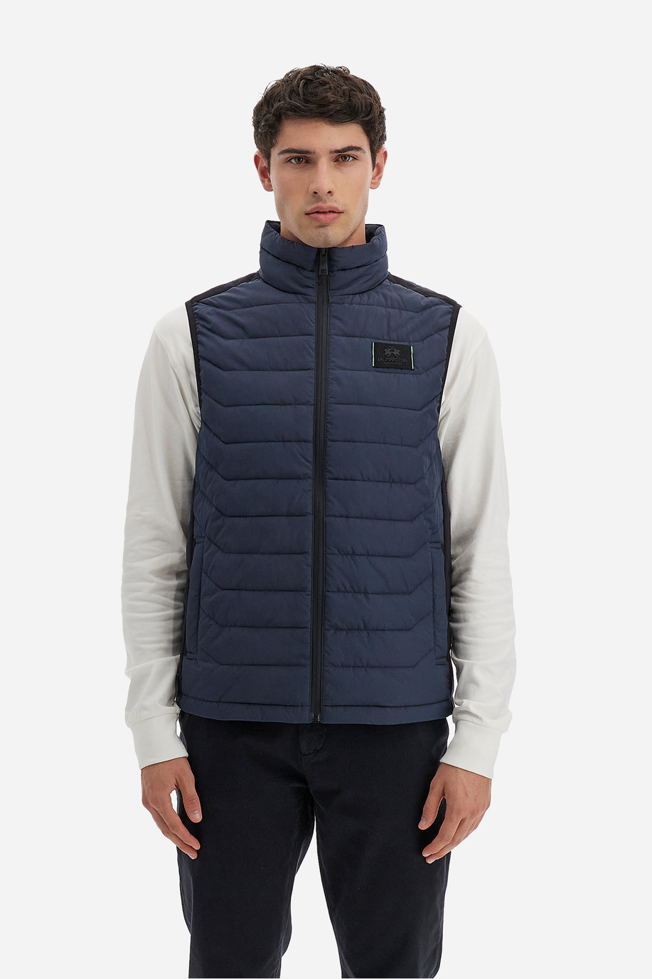 Men's sleeveless bomber jacket full zip high collar Logos - Varen - Spring jackets | La Martina - Official Online Shop