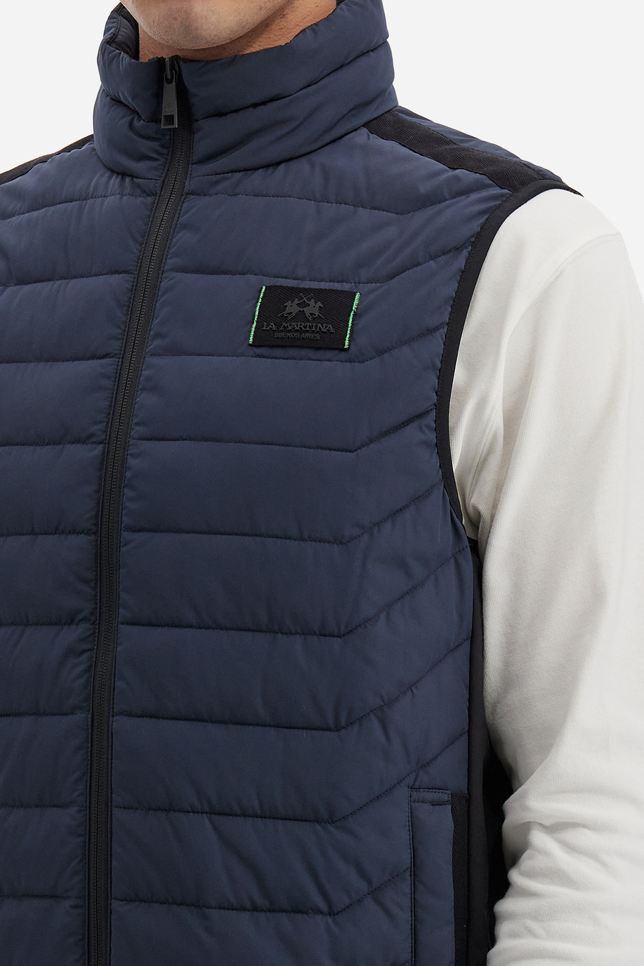Men's sleeveless bomber jacket full zip high collar Logos - Varen - Giftguide | La Martina - Official Online Shop