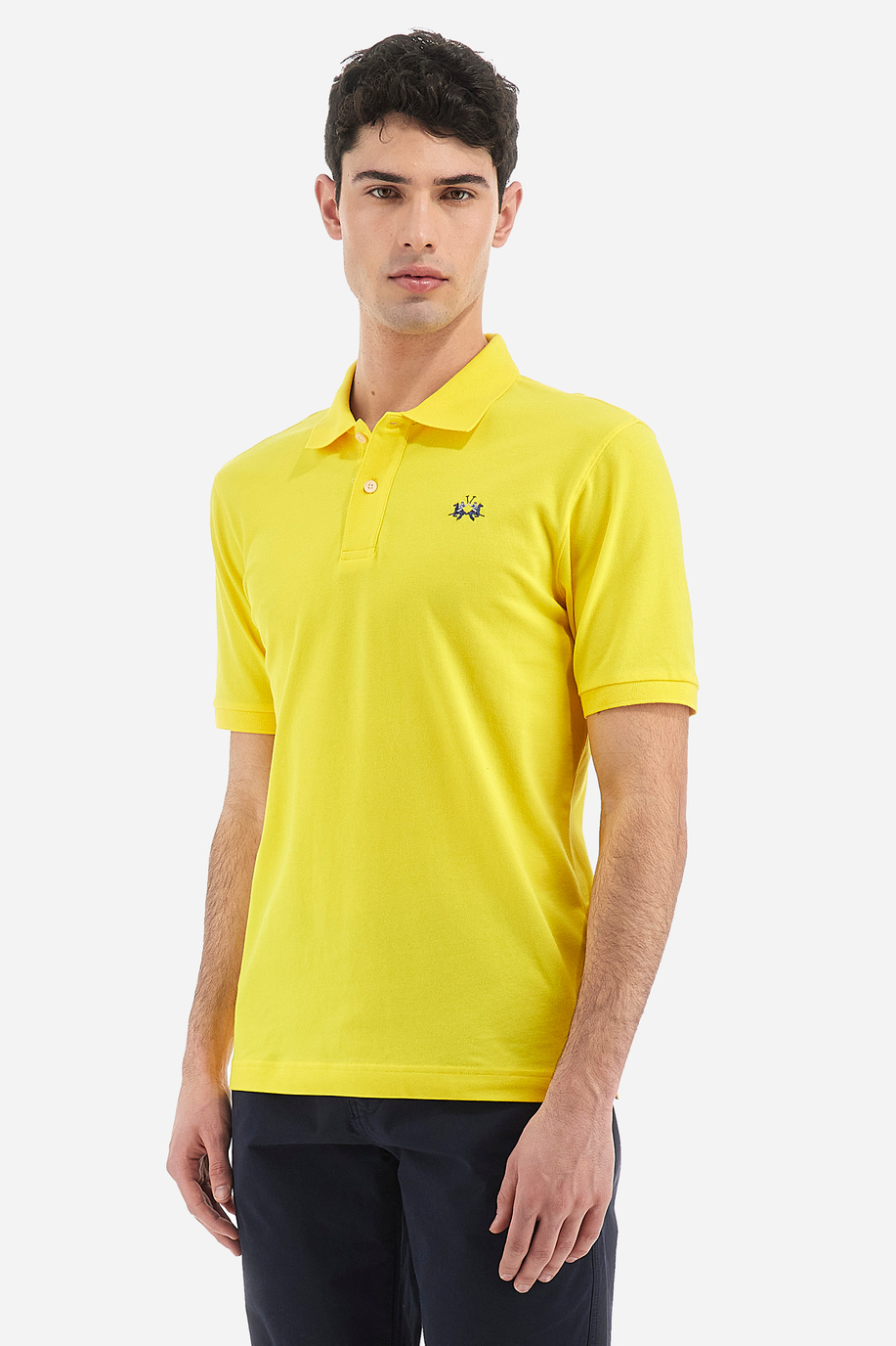 Kurzärmliges Herren-Poloshirt aus Stretch-Baumwolle slim fit  -  Eduardo - Poloshirts | La Martina - Official Online Shop