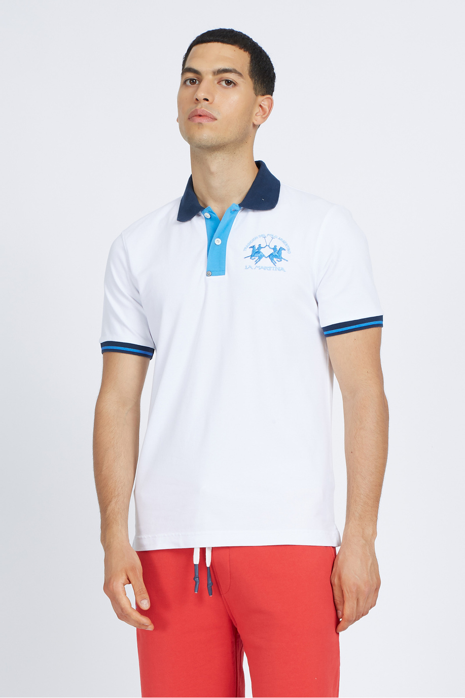 Polo homme a maniche corte en coton-stretch slim fit  -  Trixie - Manches courtes | La Martina - Official Online Shop