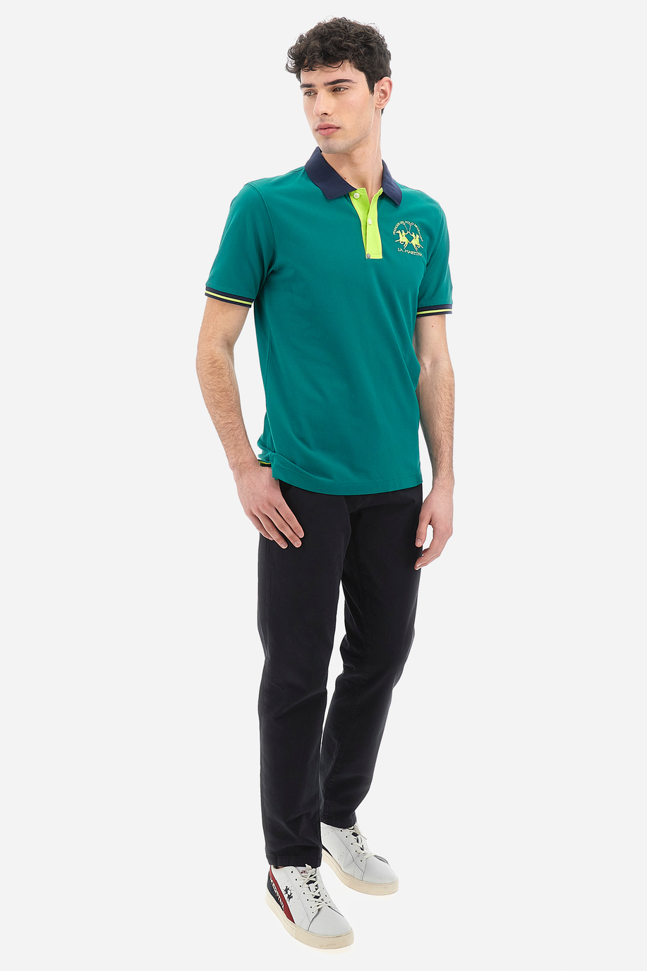 Polo homme a maniche corte en coton-stretch slim fit  -  Trixie - Polos | La Martina - Official Online Shop