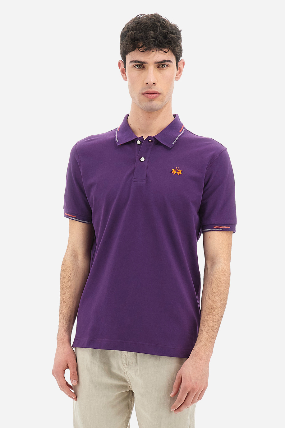 Men's short-sleeved polo shirt in regular fit stretch cotton - Valene - Classic Basics | La Martina - Official Online Shop