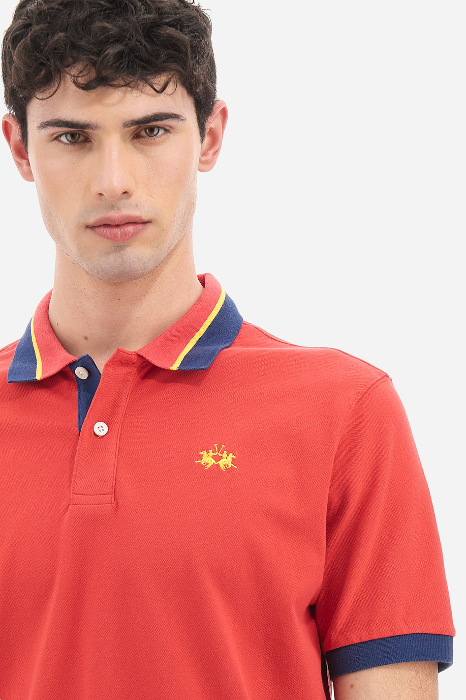 Men's short-sleeved polo shirt in regular fit stretch cotton - Valentino - Classic Basics | La Martina - Official Online Shop