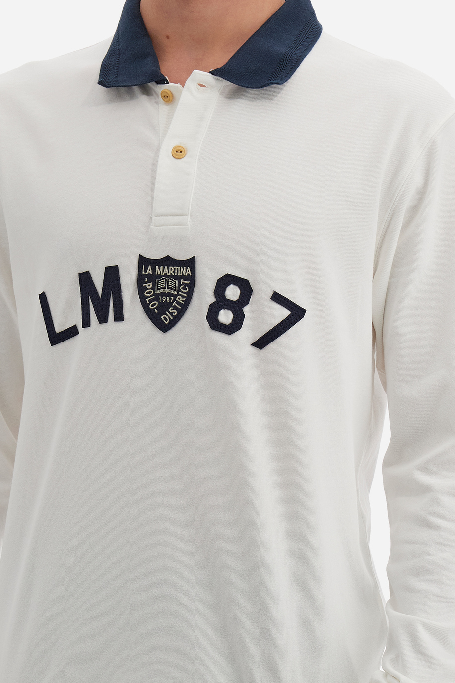 Polo Academy men's long-sleeved polo shirt with small contrasting collar logo - Vardis - Polo Shirts | La Martina - Official Online Shop