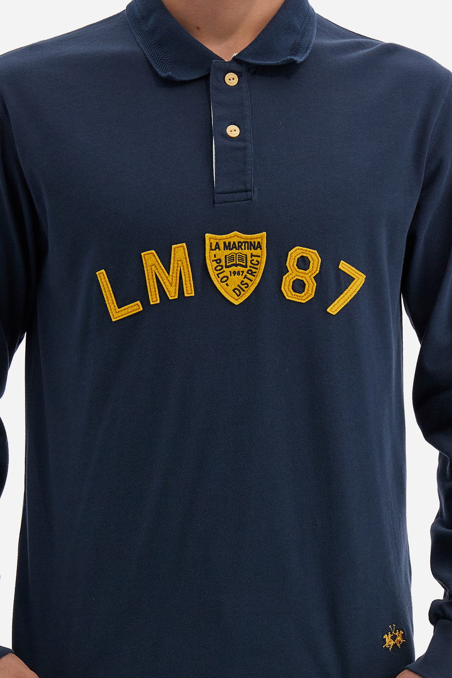 Polo Academy Herren-Langarm-Poloshirt mit kleinem Kontrastkragen-Logo - Vardis - Langarm | La Martina - Official Online Shop
