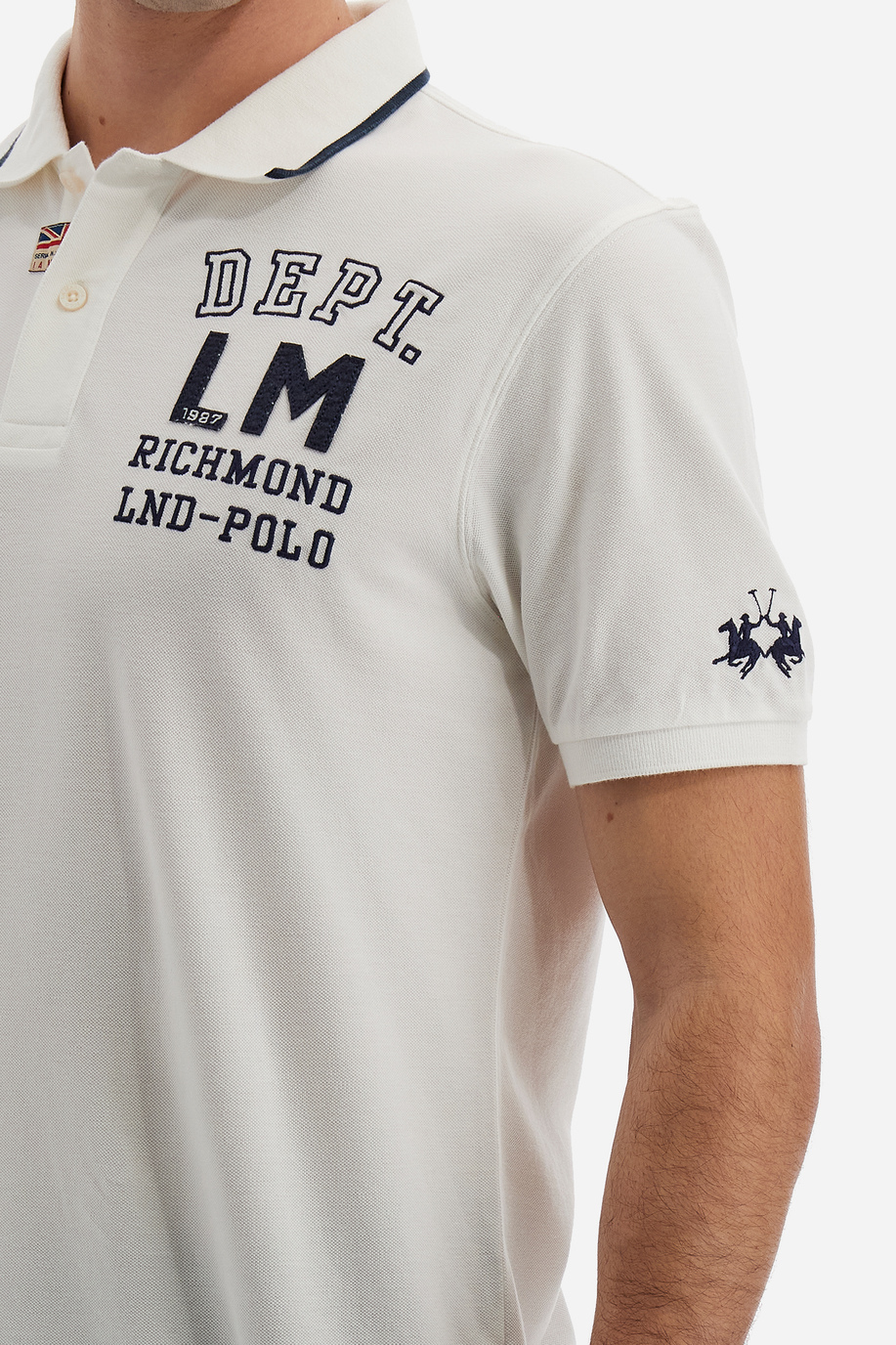 Men's short-sleeved polo shirt Polo Academy solid color small logo on shoulder - Vardon - Polo Shirts | La Martina - Official Online Shop