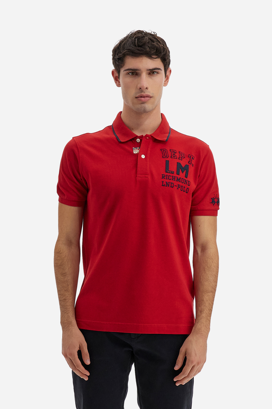 Men's short-sleeved polo shirt Polo Academy solid color small logo on shoulder - Vardon - Regular fit | La Martina - Official Online Shop