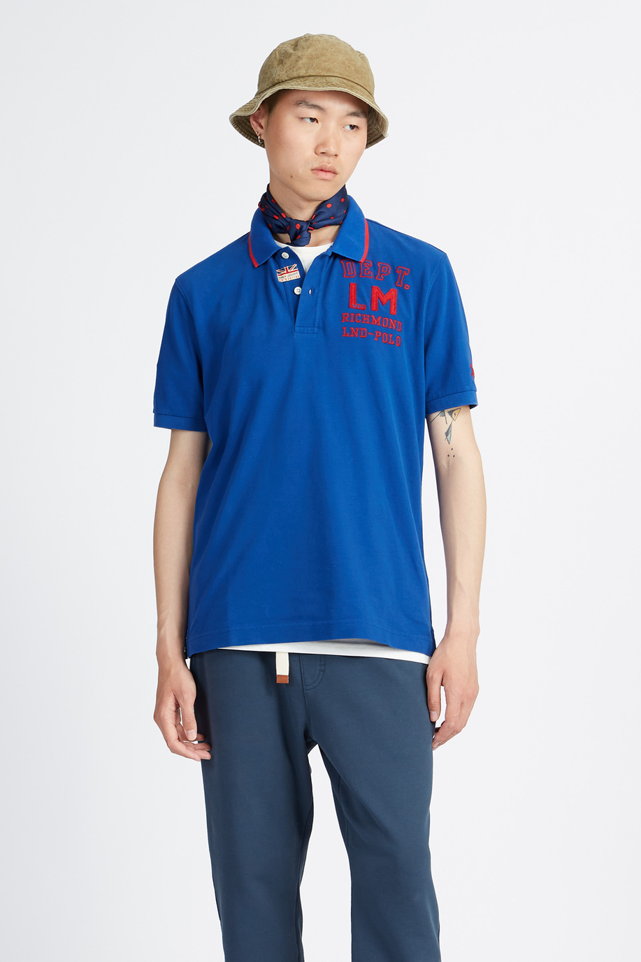 Men's short-sleeved polo shirt Polo Academy solid color small logo on shoulder - Vardon - Preview  | La Martina - Official Online Shop