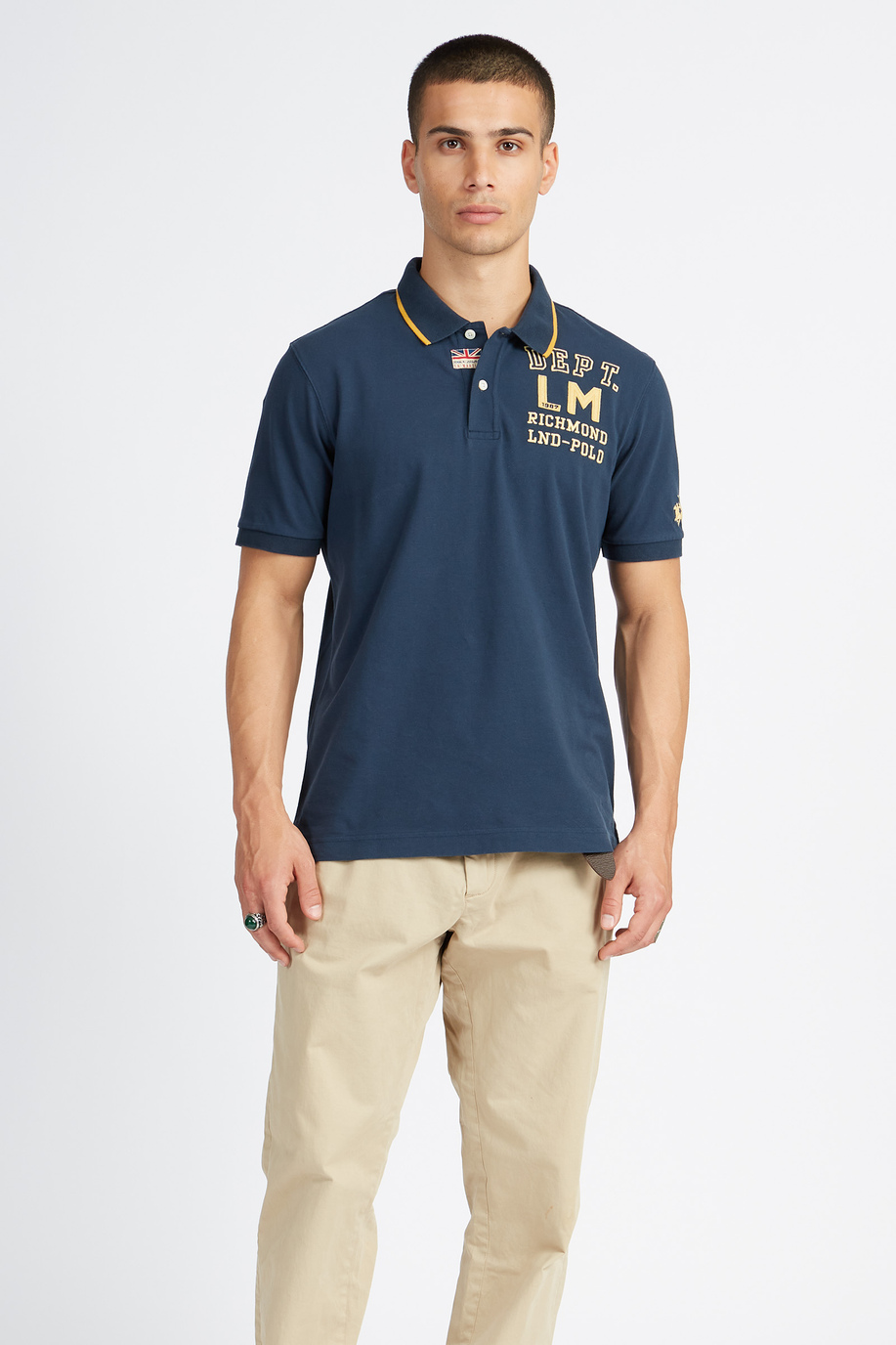 Men's short-sleeved polo shirt Polo Academy solid color small logo on shoulder - Vardon - Our favourites for him | La Martina - Official Online Shop