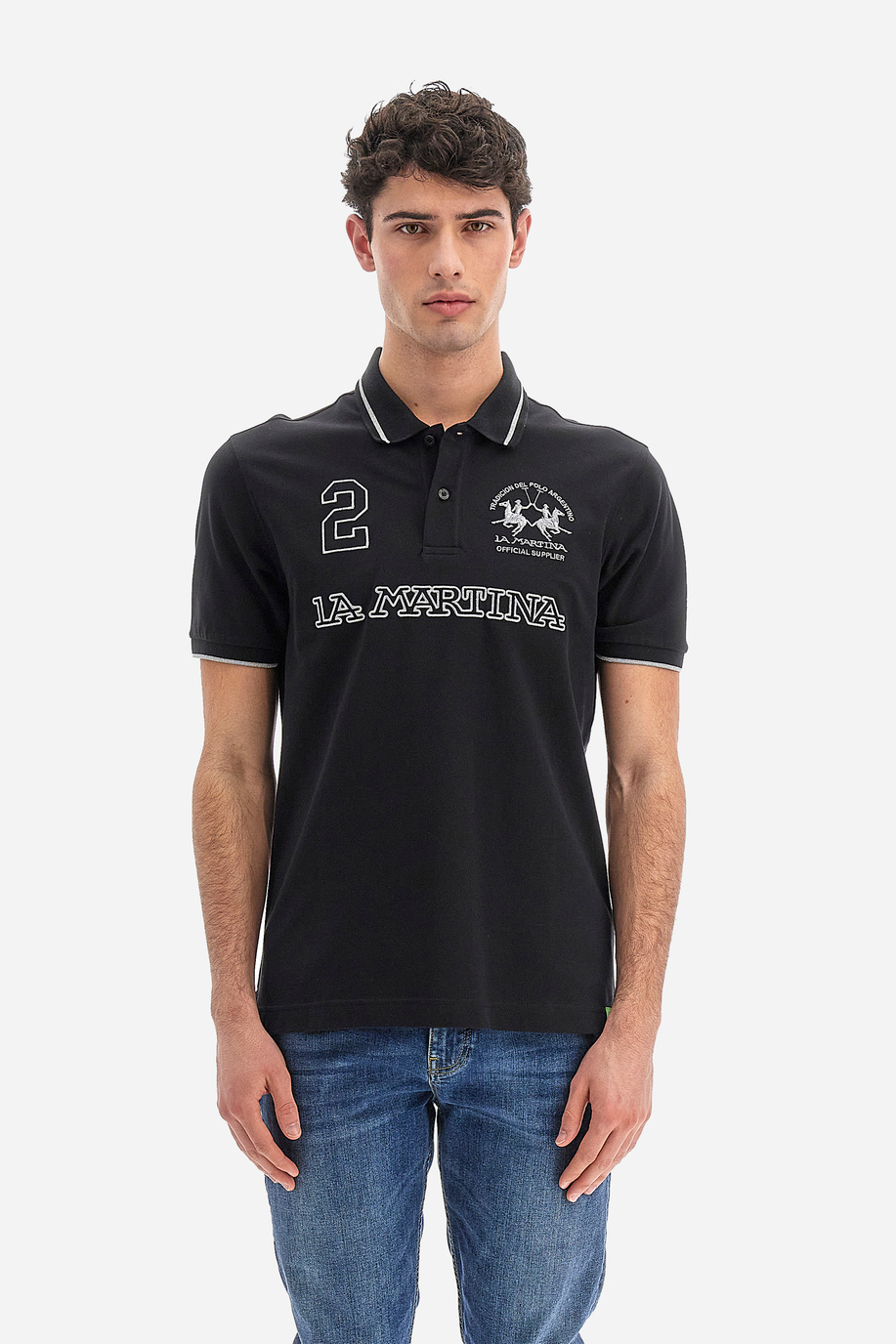 Herren-Kurzarm-Poloshirt aus Stretch-Baumwolle mit normaler Passform - Rosano - Poloshirts | La Martina - Official Online Shop