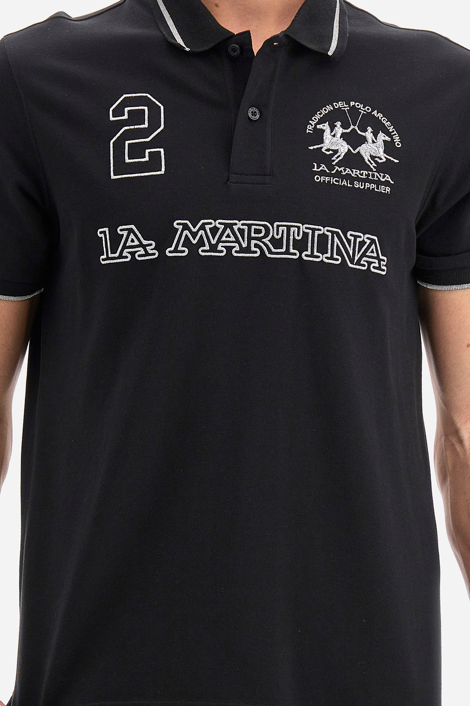 Herren-Kurzarm-Poloshirt aus Stretch-Baumwolle mit normaler Passform - Rosano - Poloshirts | La Martina - Official Online Shop