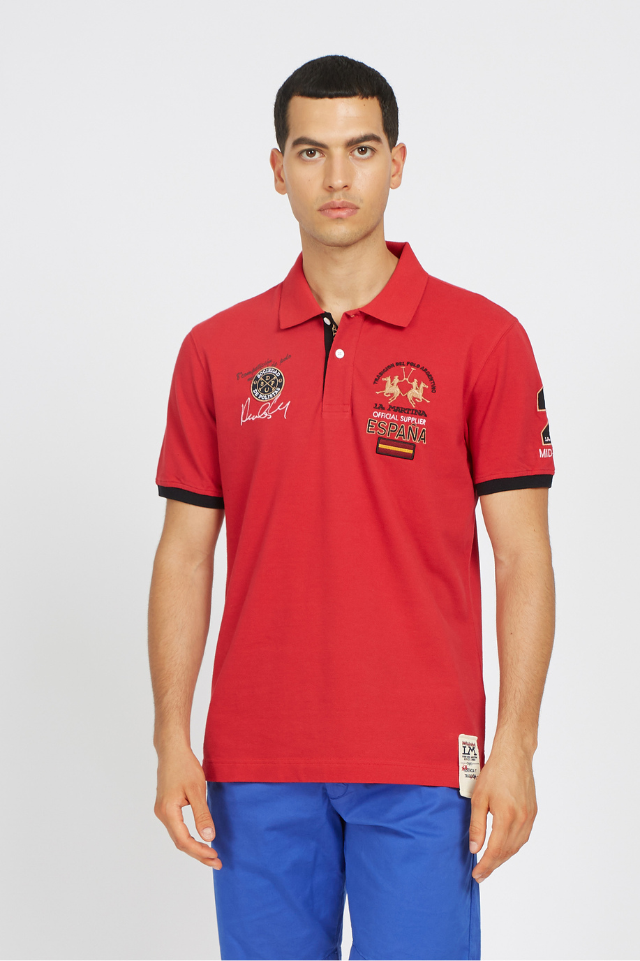 Regular fit 100% cotton short-sleeved polo shirt for men - Vireo - Regular fit | La Martina - Official Online Shop