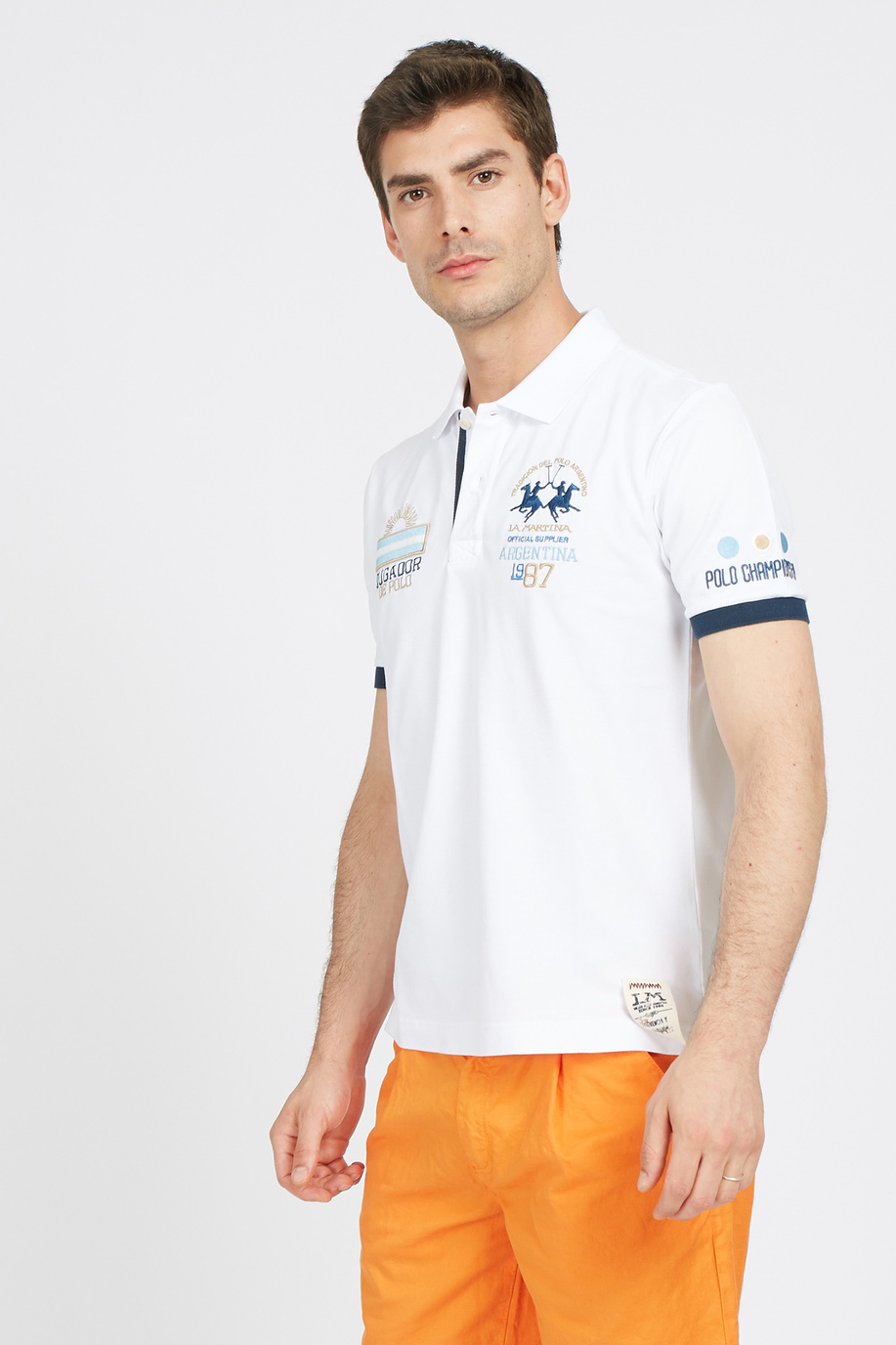 Men's short-sleeved polo shirt in regular fit stretch cotton - Valerien - Replicas of major tournaments | La Martina - Official Online Shop