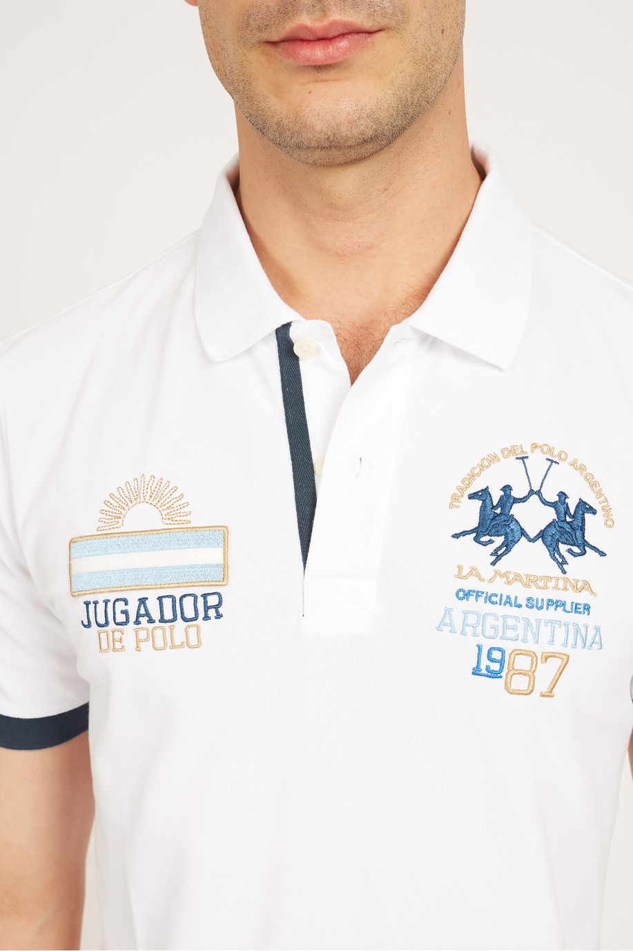 Men's short-sleeved polo shirt in regular fit stretch cotton - Valerien - Inmortales | La Martina - Official Online Shop