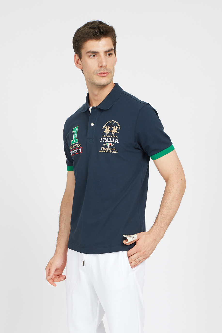 Men's short-sleeved polo shirt in regular fit stretch cotton - Valerien - Polo Shirts | La Martina - Official Online Shop