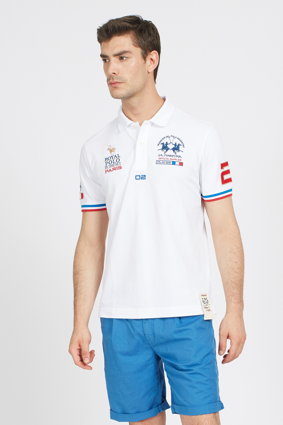 Men's short-sleeved polo shirt in regular fit stretch cotton - Valerio - Replicas of major tournaments | La Martina - Official Online Shop