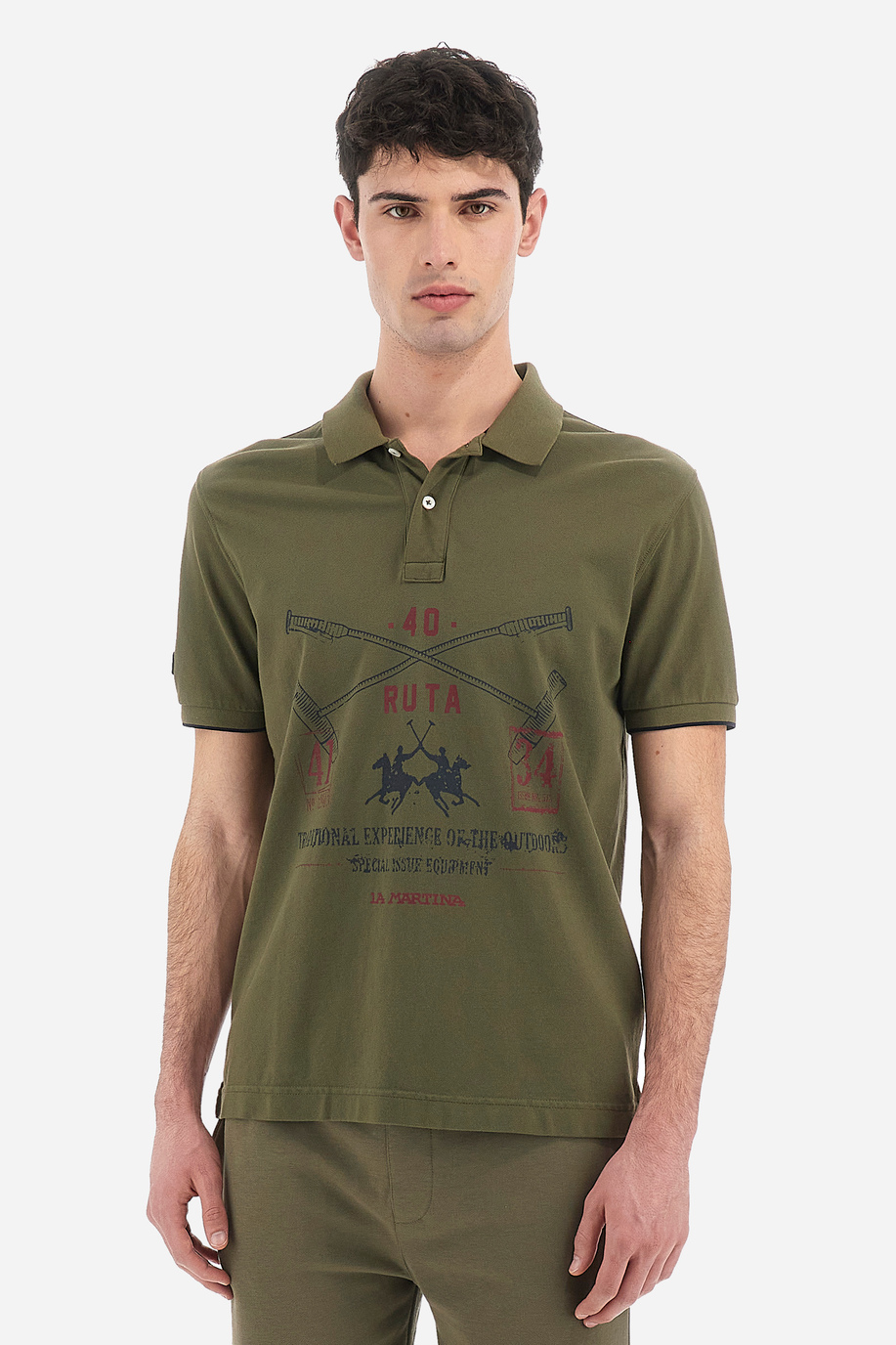 Regular Fit Kurzarm-Poloshirt aus 100 % Baumwolle für Herren - Varda - Kleidung | La Martina - Official Online Shop