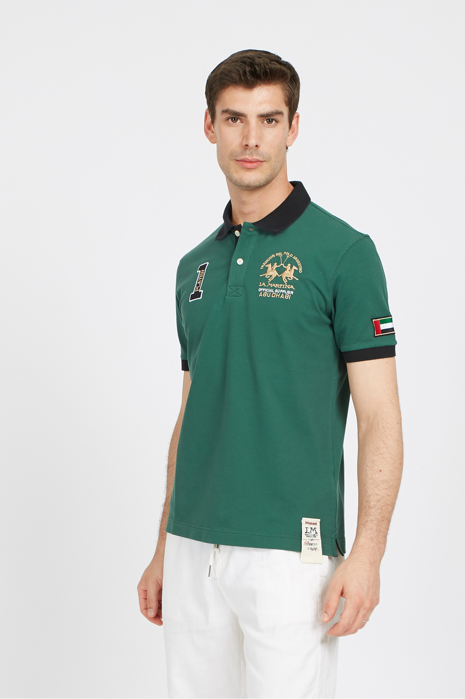 Polo à manches courtes pour homme en coton stretch regular fit - Vallee - Homme | La Martina - Official Online Shop