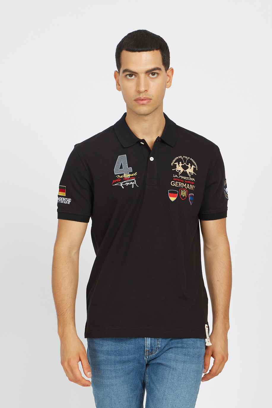 Herren-Kurzarm-Poloshirt aus Stretch-Baumwolle mit normaler Passform - Vaughn - Inmortales | La Martina - Official Online Shop