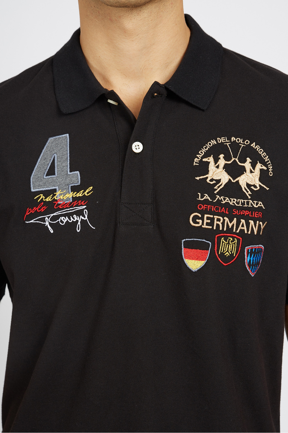 Herren-Kurzarm-Poloshirt aus Stretch-Baumwolle mit normaler Passform - Vaughn - Inmortales | La Martina - Official Online Shop