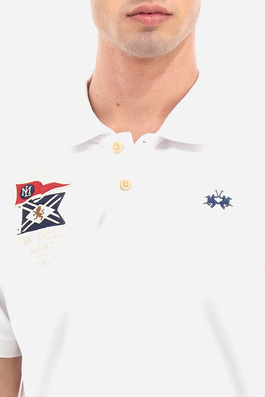 Men's short-sleeved polo shirt in regular fit stretch cotton - Valther - Apparel | La Martina - Official Online Shop
