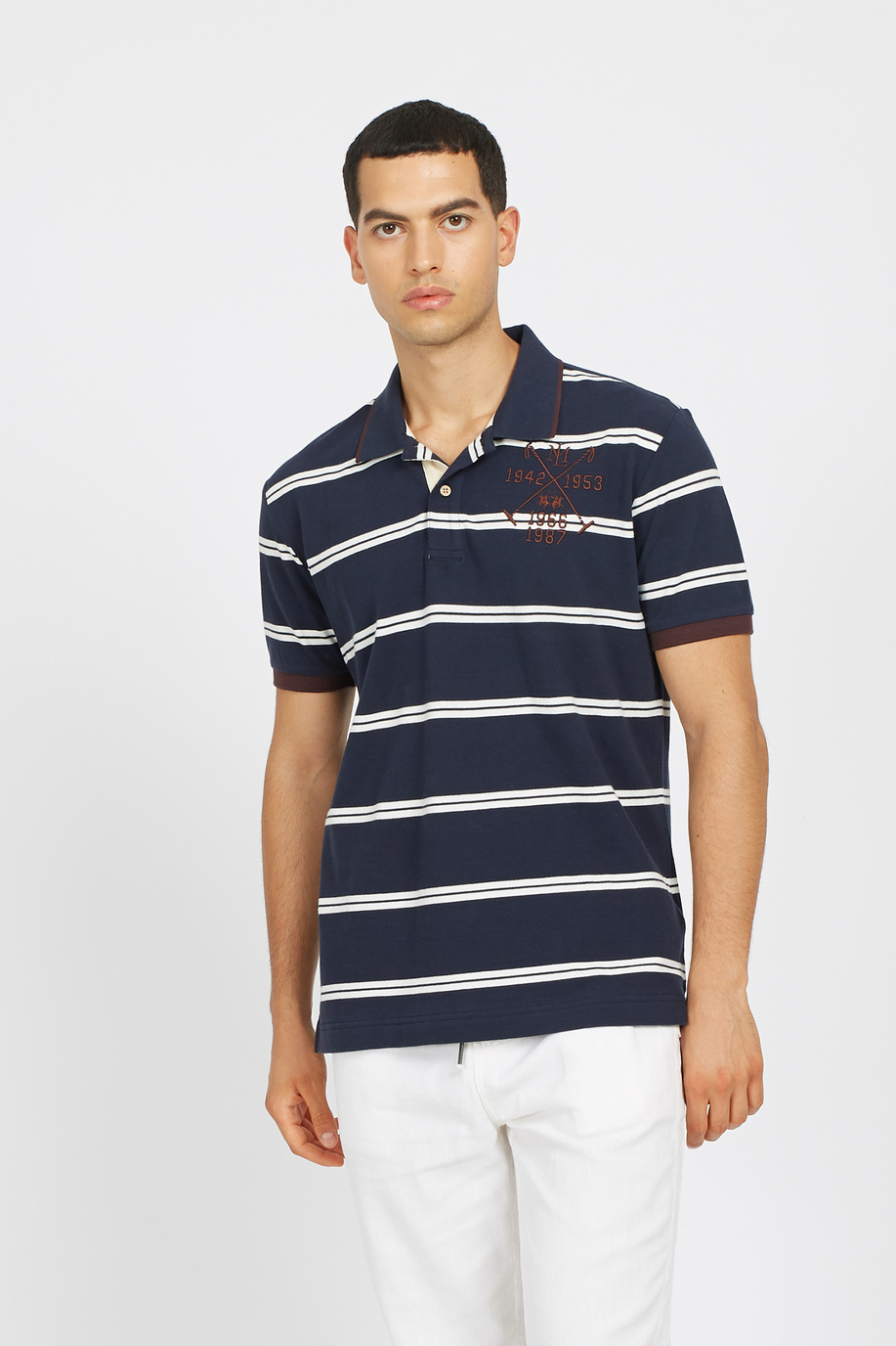 Regular fit 100% cotton short-sleeved polo shirt for men - Veleslav - Men | La Martina - Official Online Shop
