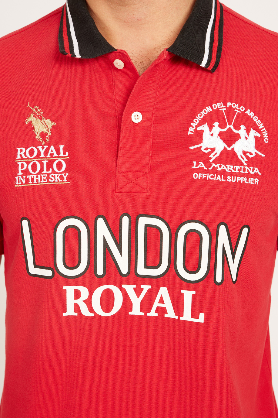 Regular fit 100% cotton short-sleeved polo shirt for men - Vandyke - Replicas of major tournaments | La Martina - Official Online Shop