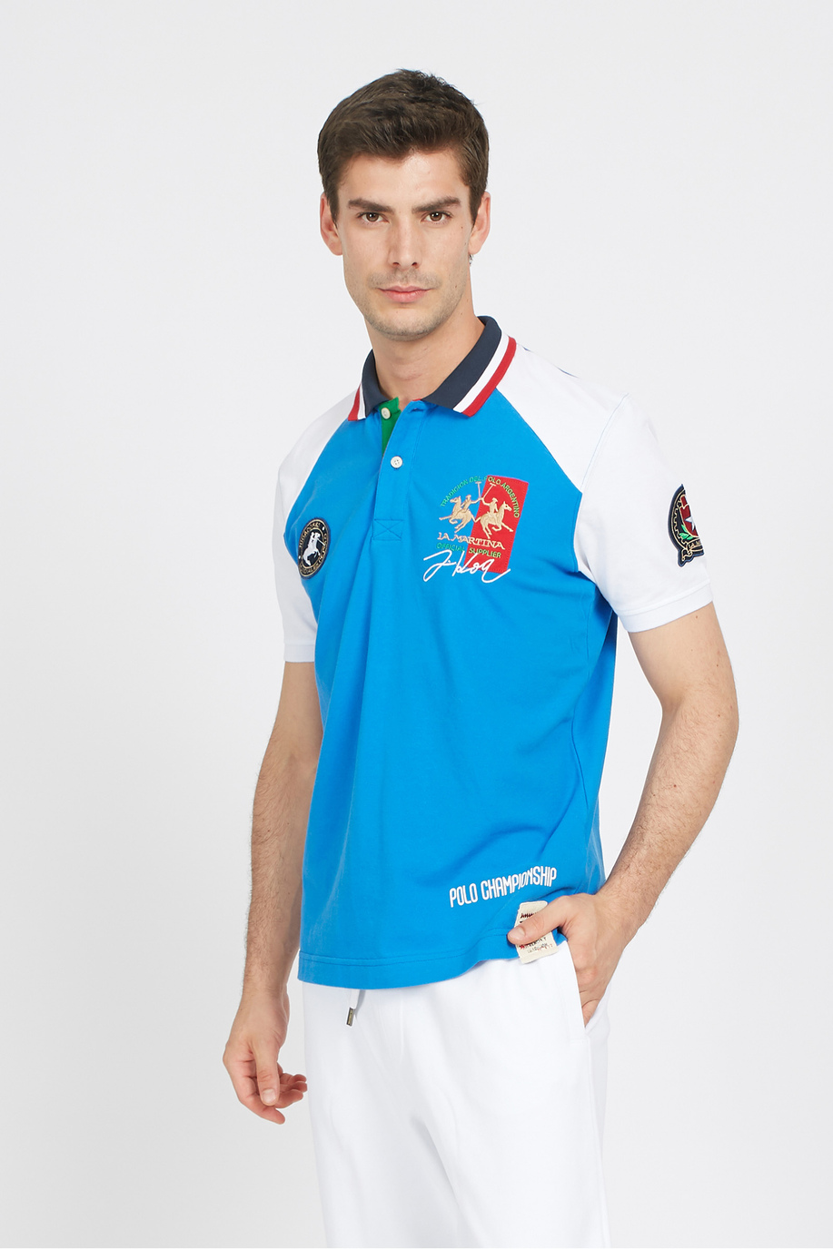 Regular fit 100% cotton short-sleeved polo shirt for men - Velimir - XLarge sizes | La Martina - Official Online Shop