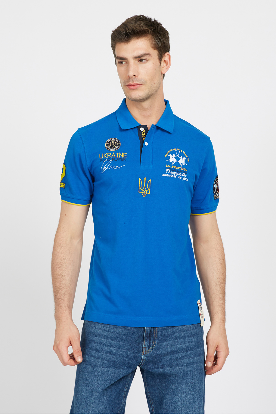 Regular fit 100% cotton short-sleeved polo shirt for men - Vincenzo | La Martina - Official Online Shop