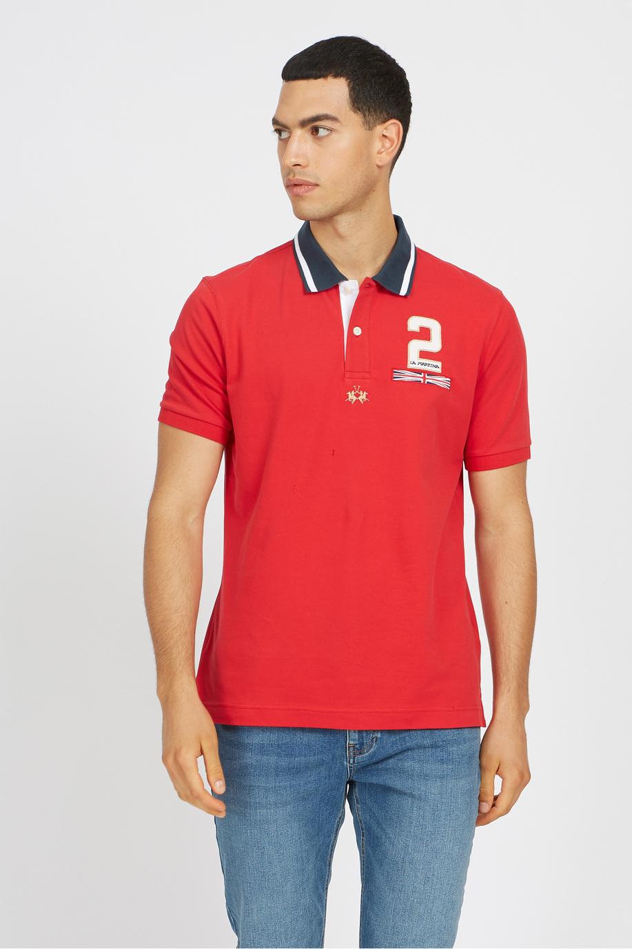 Men's short-sleeved polo shirt in regular fit stretch cotton - Van - Regular fit | La Martina - Official Online Shop