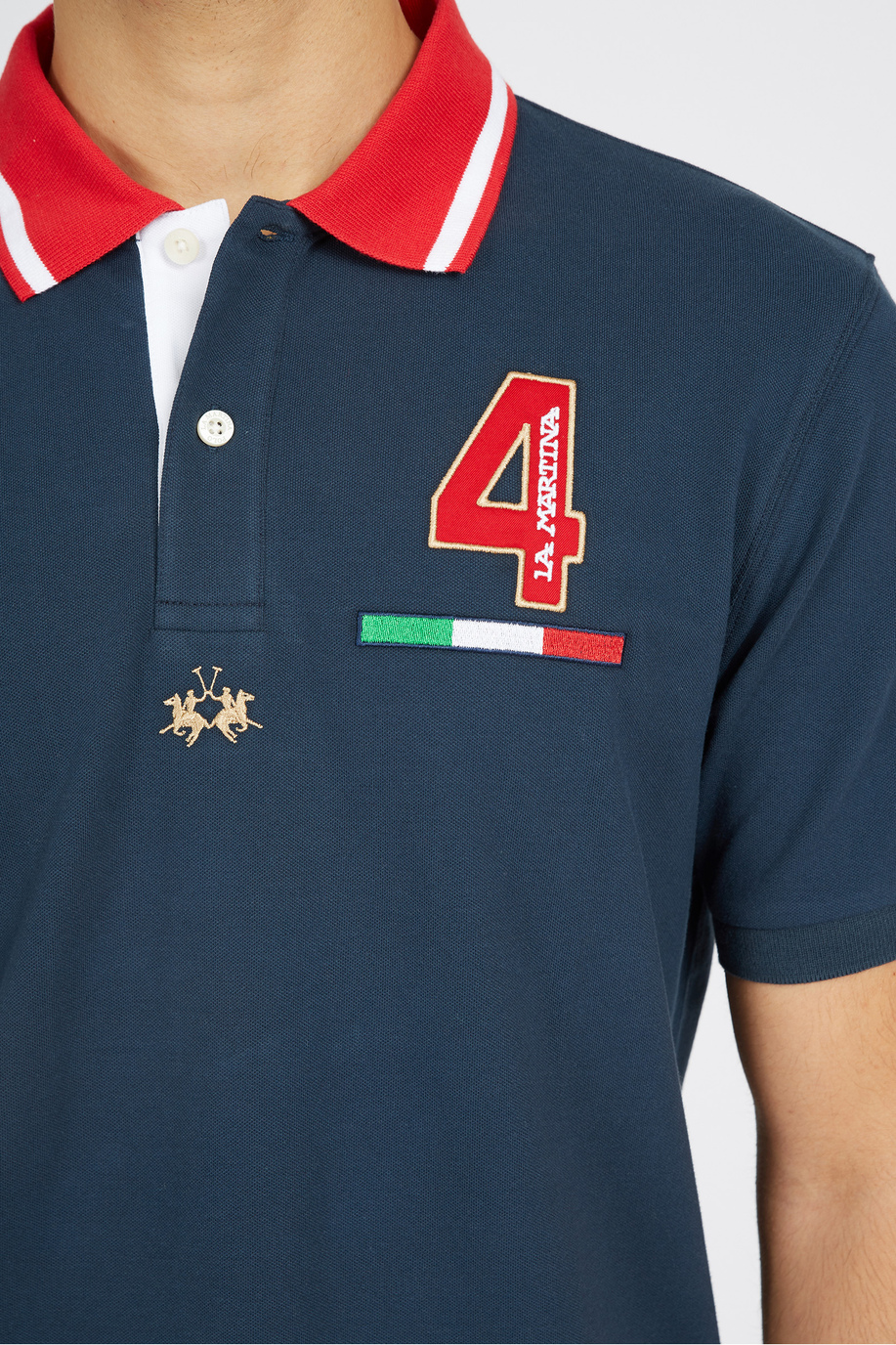 Men's short-sleeved polo shirt in regular fit stretch cotton - Van - XLarge sizes | La Martina - Official Online Shop