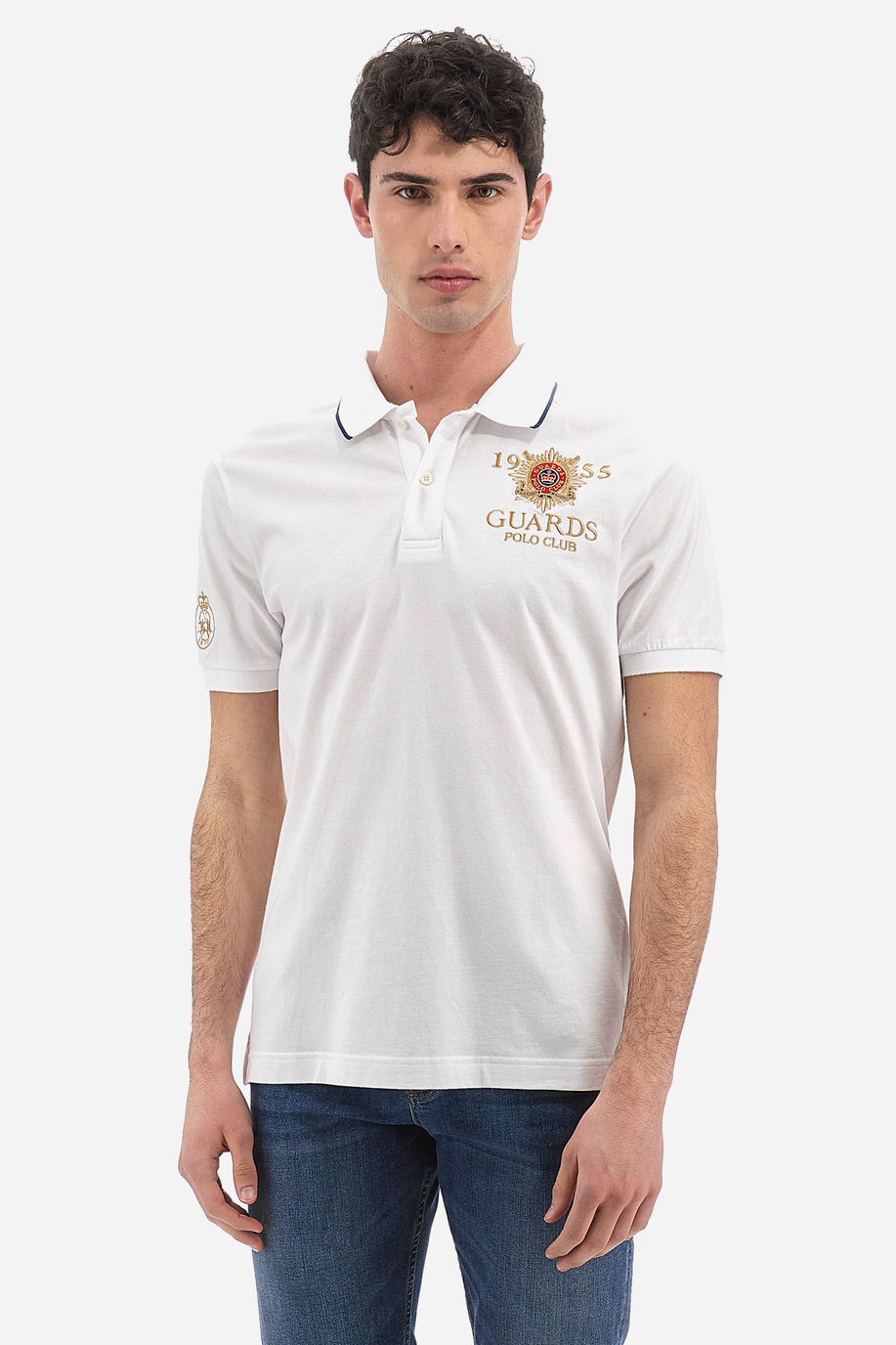 Herren-Kurzarm-Poloshirt aus Stretch-Baumwolle mit normaler Passform - Vilmos - Guards - England | La Martina - Official Online Shop