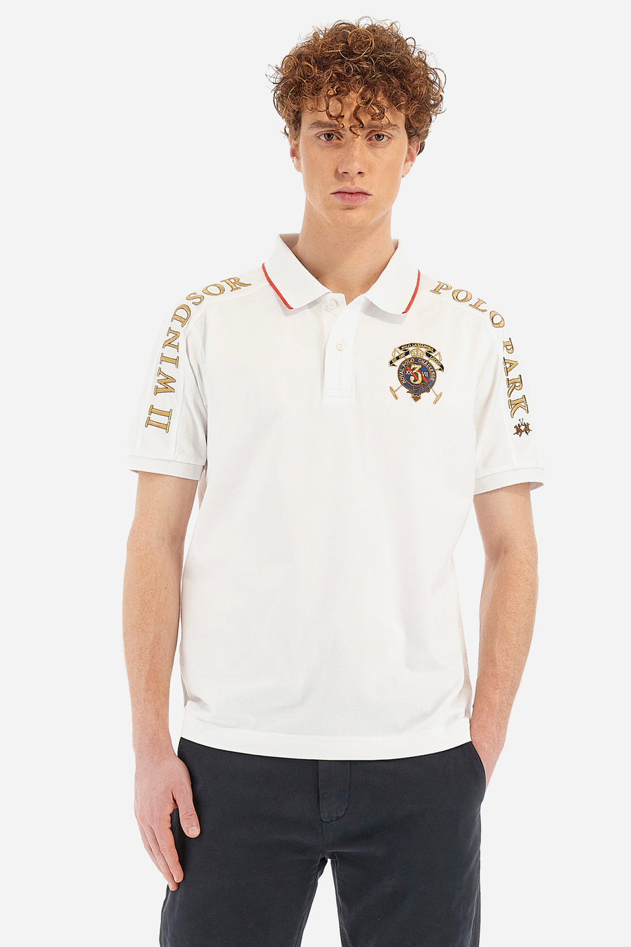 Herren-Kurzarm-Poloshirt aus Stretch-Baumwolle mit normaler Passform - Vinicio | La Martina - Official Online Shop