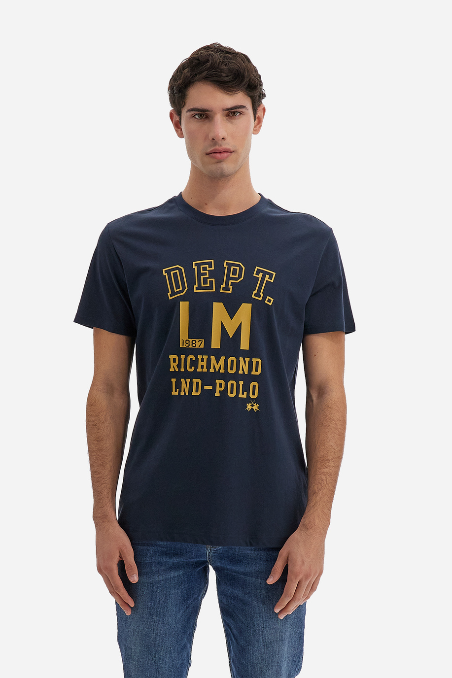 Polo Academy Kurzarm-Herren-T-Shirt einfarbig mit Maxi-Schriftzug und Mini-Logo - Venceslao - Polo Academy | La Martina - Official Online Shop