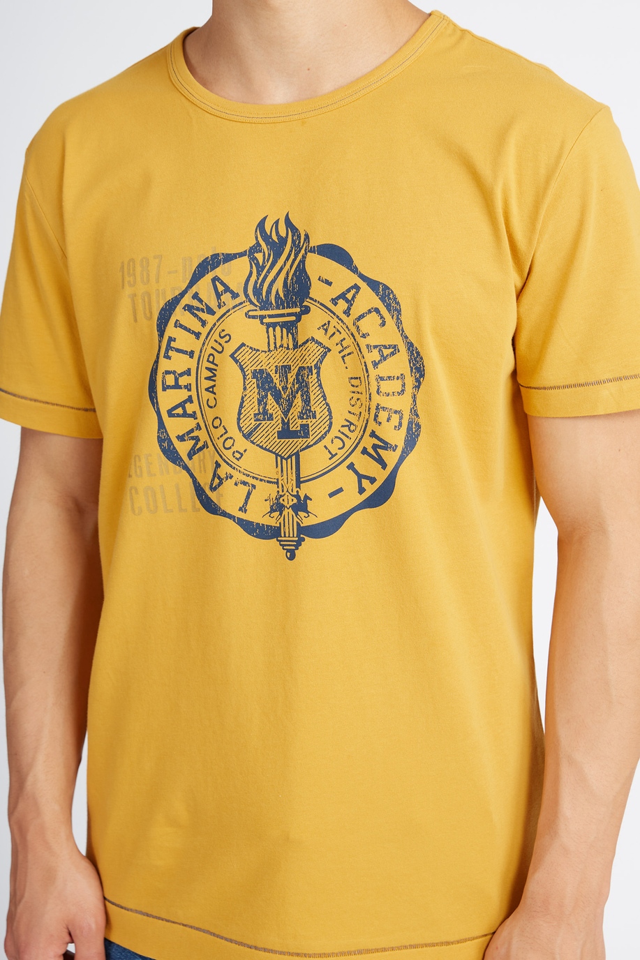 Polo Academy Herren-Kurzarm-T-Shirt einfarbig mit Maxi-Kreislogo - Venedictos - T-shirts | La Martina - Official Online Shop