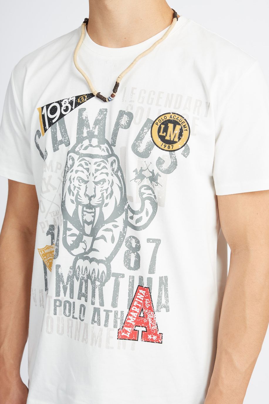 Polo Academy Kurzarm-T-Shirt für Herren einfarbig mit großem Logo und Schriftzug - Verdell - Giftguide | La Martina - Official Online Shop