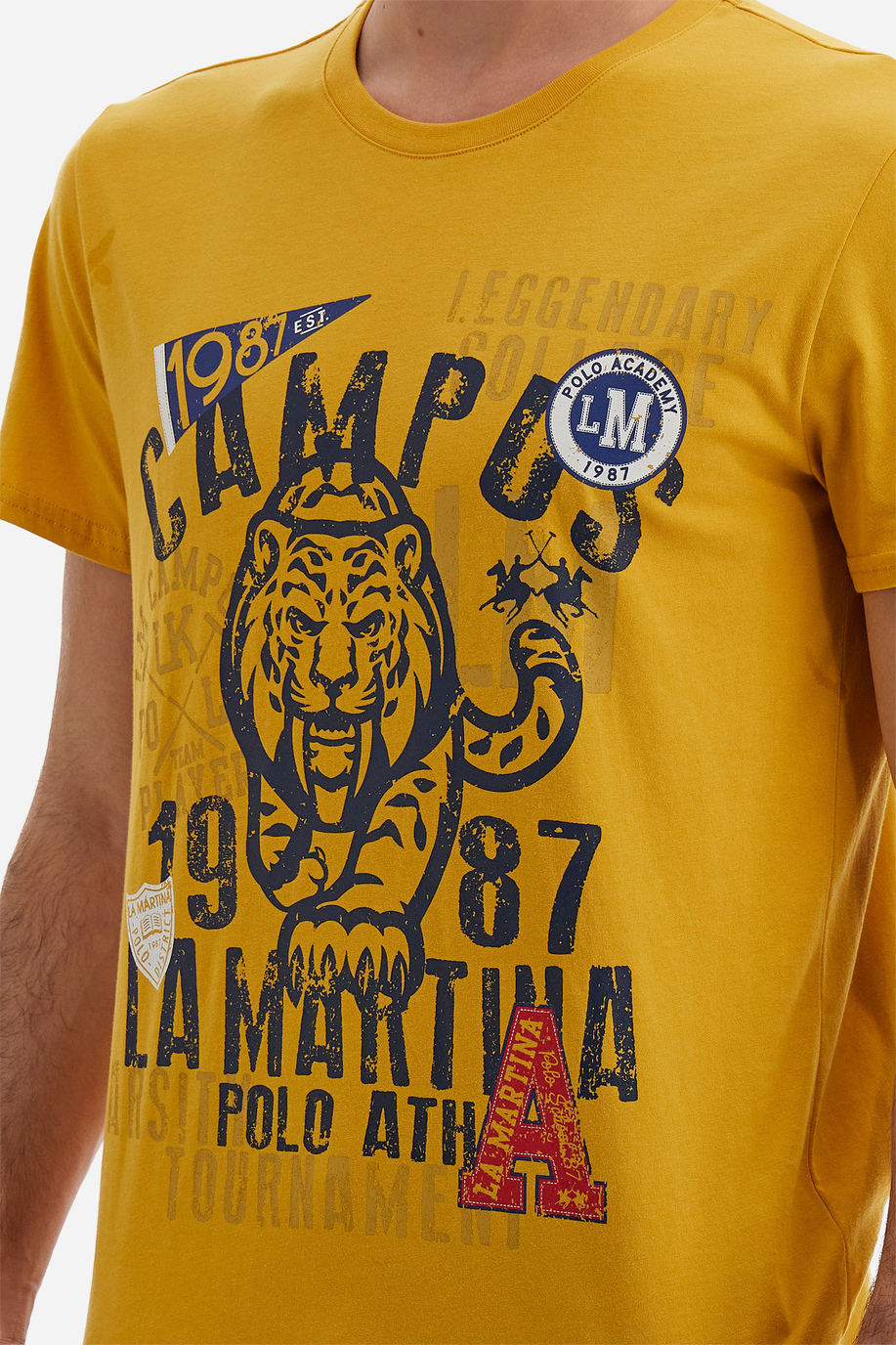 Polo Academy Kurzarm-T-Shirt für Herren einfarbig mit großem Logo und Schriftzug - Verdell - T-shirts | La Martina - Official Online Shop