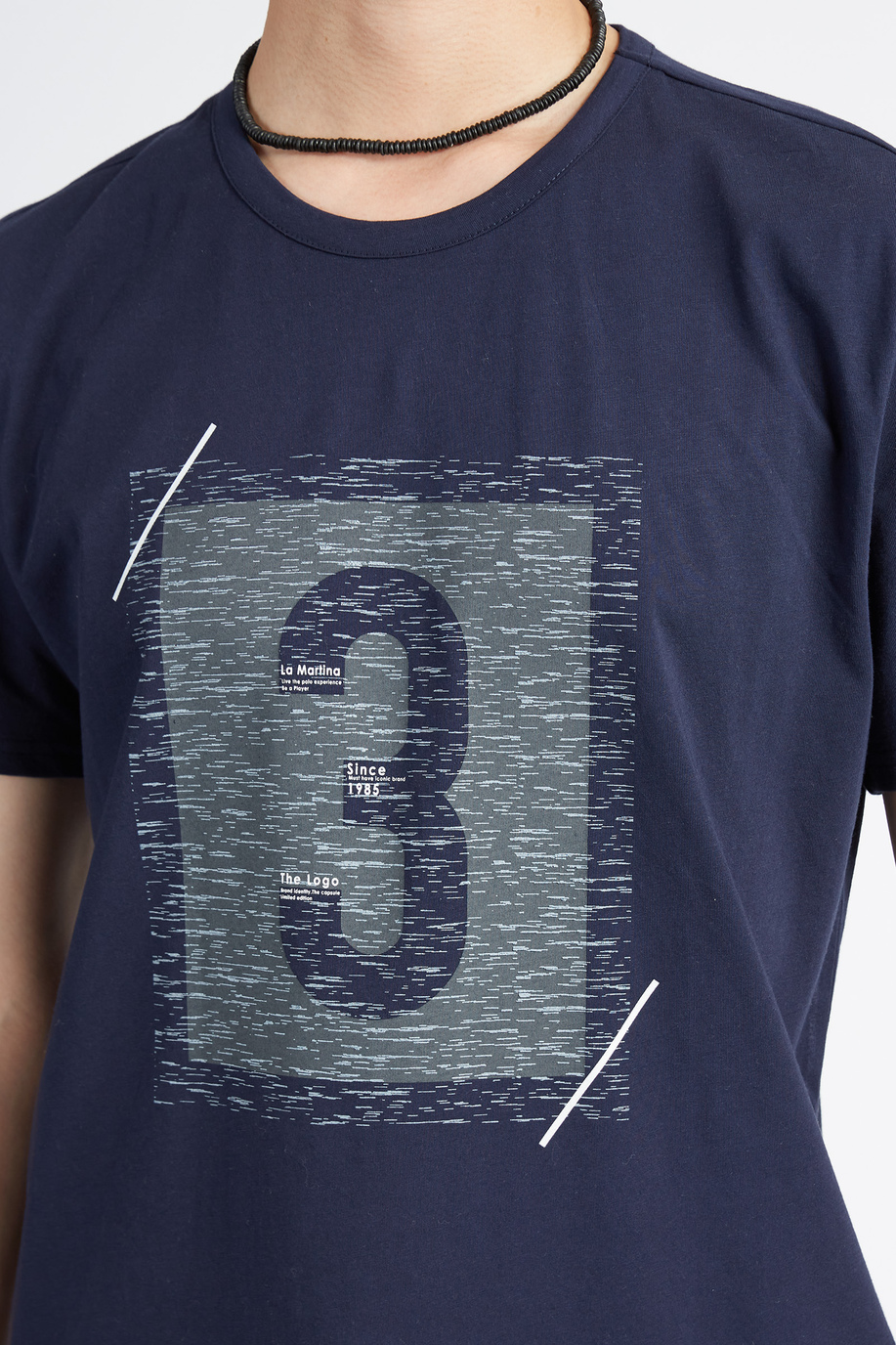 Men's short-sleeved Logos T-shirt in solid color with maxi central logo - Venyamin - T-shirts | La Martina - Official Online Shop