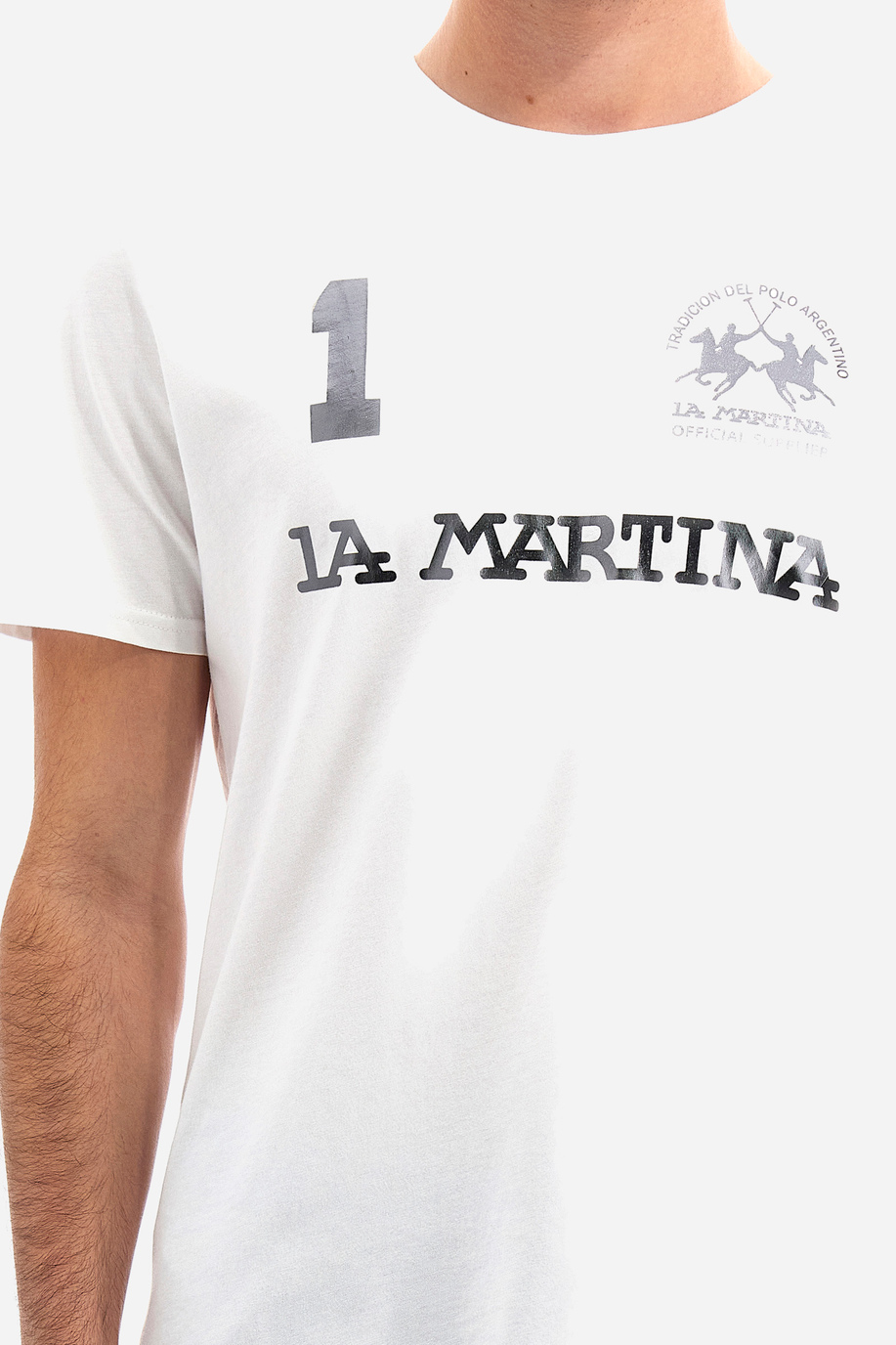 Men's 100% cotton regular fit short-sleeved T-shirt - Reichard - Iconos - Numeros  | La Martina - Official Online Shop