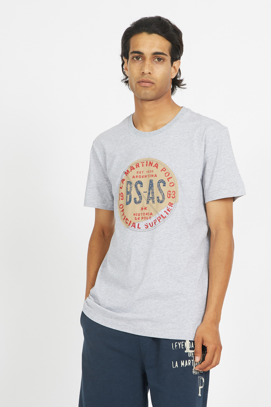 Men's 100% cotton regular fit short-sleeved T-shirt - Verrier - T-shirts | La Martina - Official Online Shop