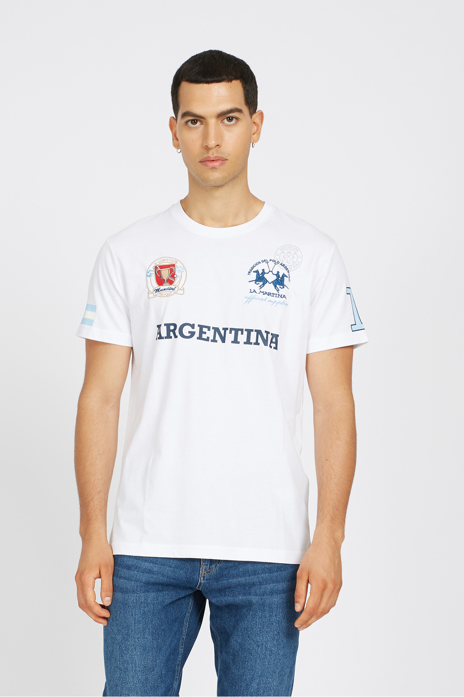 Men's 100% cotton regular fit short-sleeved T-shirt - Vesper - Inmortales | La Martina - Official Online Shop