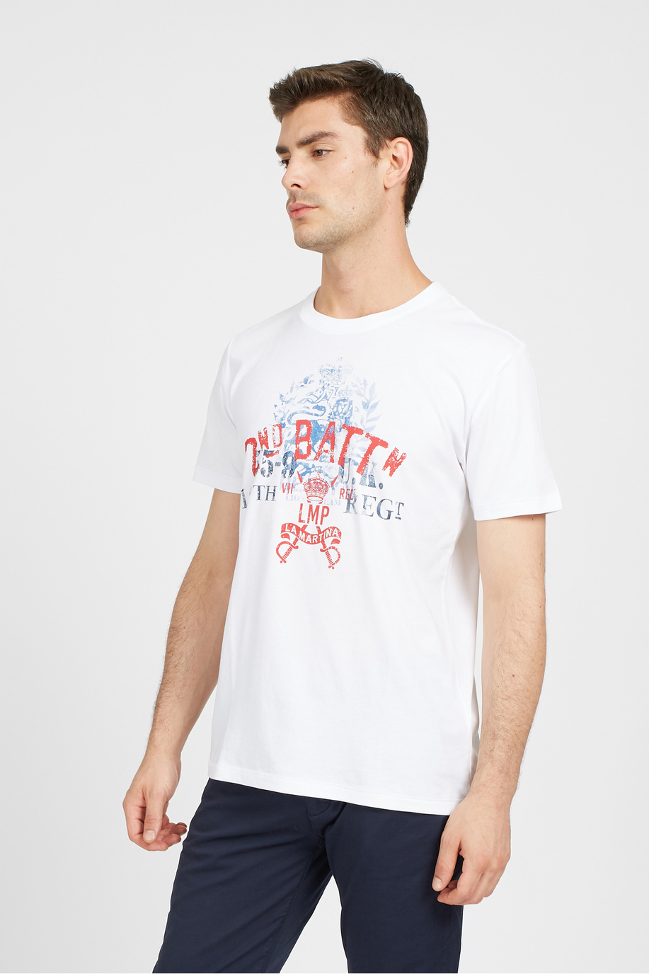 Men's 100% cotton regular fit short-sleeved T-shirt - Vicente - T-Shirts | La Martina - Official Online Shop