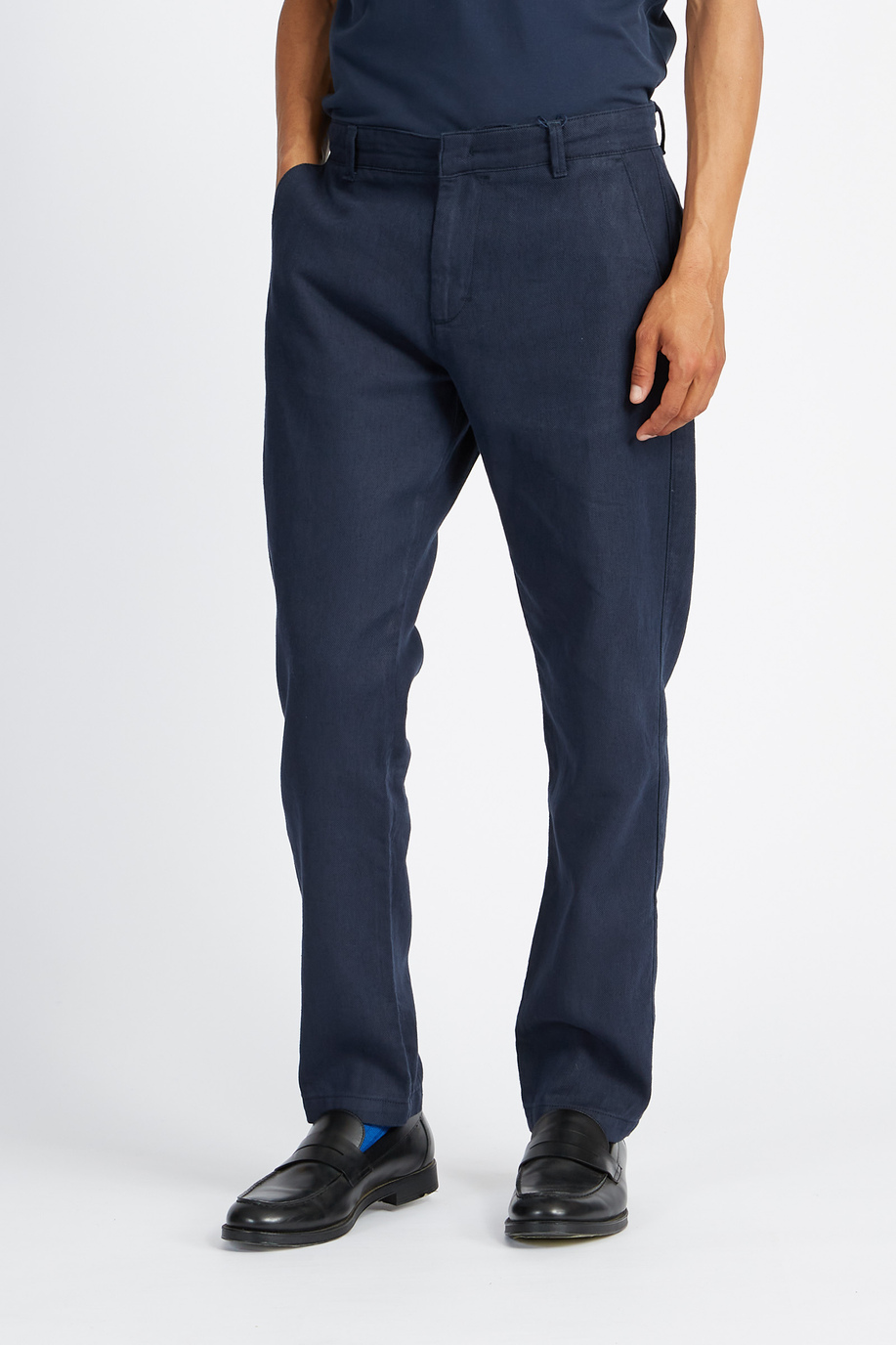Straight cut men's chino trousers in plain color Logos - Vickan - Preview  | La Martina - Official Online Shop