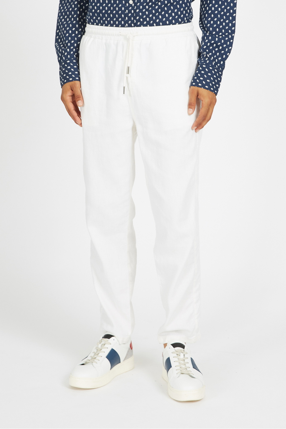 Regular fit men's trousers in cotton and linen - Vann - Argentina | La Martina - Official Online Shop