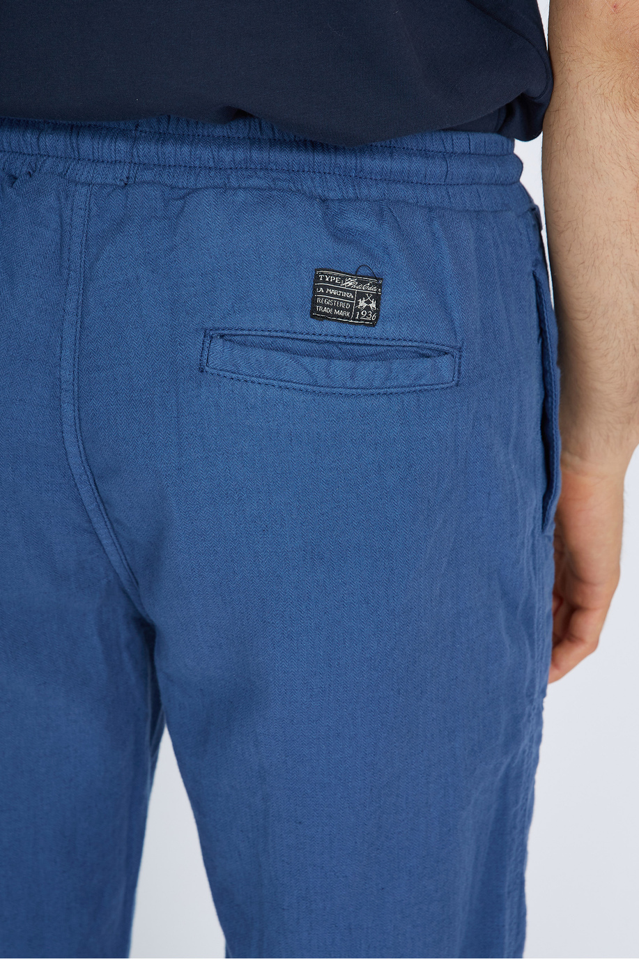 Regular fit men's trousers in cotton and linen - Vann - Trousers | La Martina - Official Online Shop