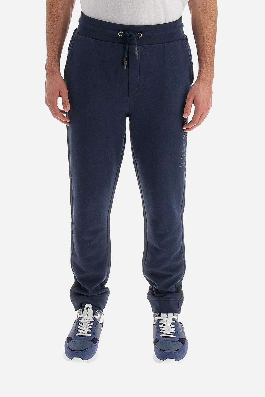 Men's jogger Logos cotton fleece with drawstring - Videlio - Trousers | La Martina - Official Online Shop