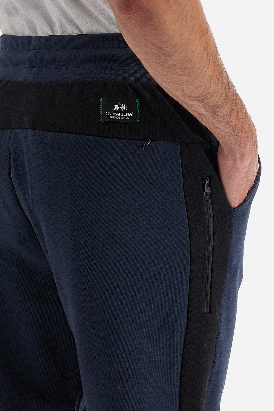 Men's jogger Logos cotton fleece with drawstring - Videlio - Trousers | La Martina - Official Online Shop