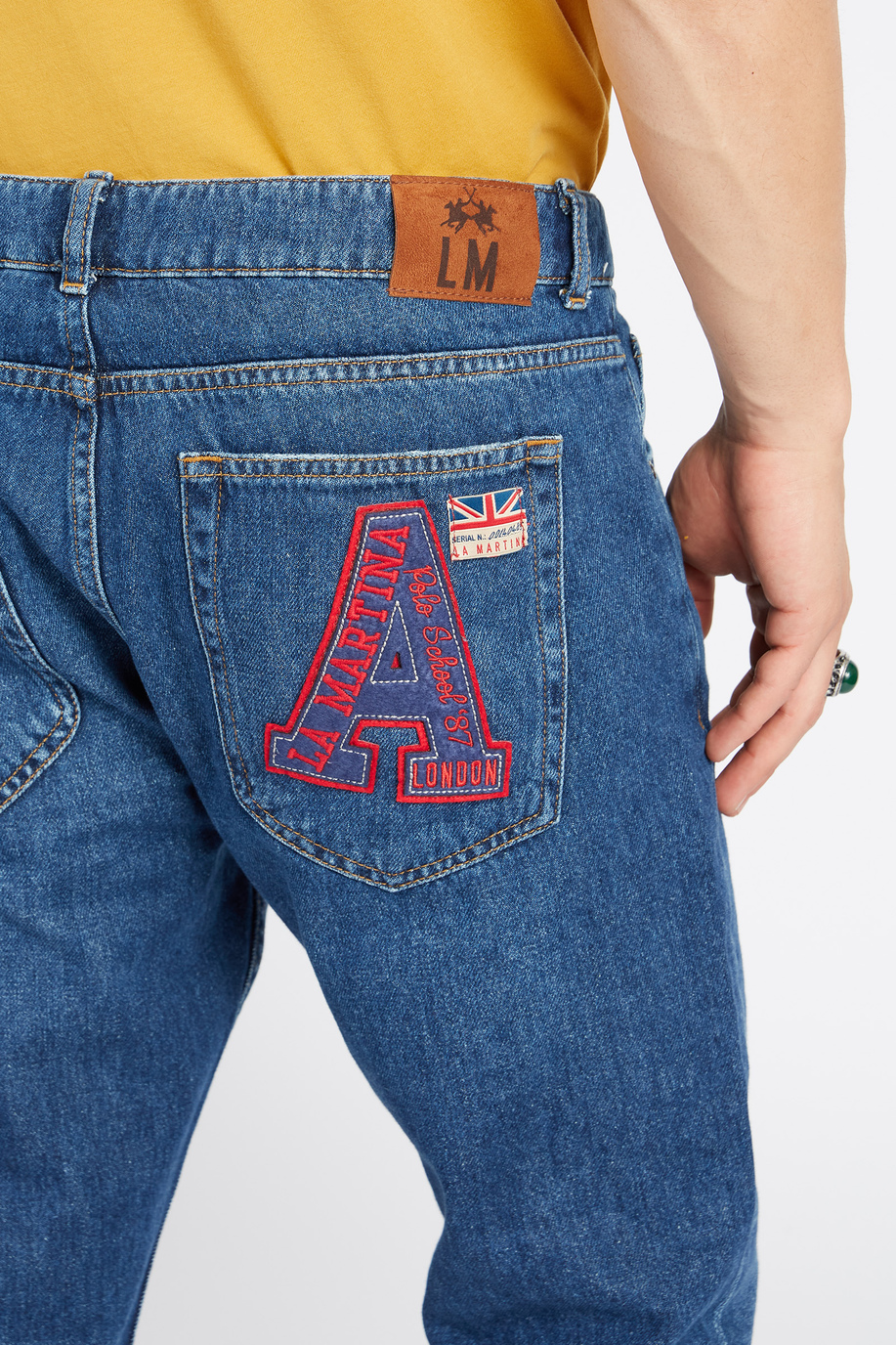 Men's denim jeans 5 pockets and multi logo Polo Academy - Viggo - Trousers | La Martina - Official Online Shop