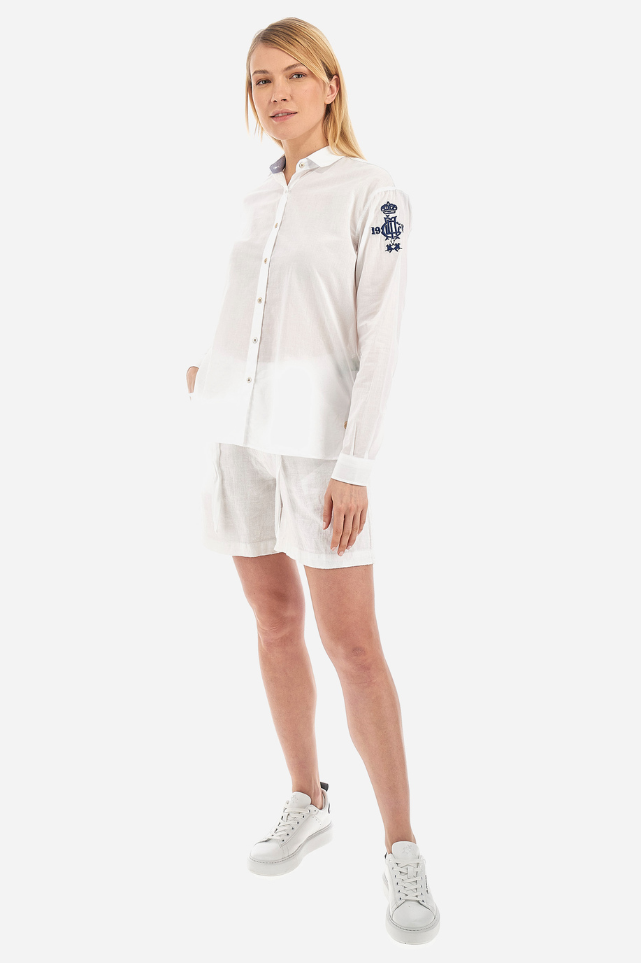 Regular fit 100% linen shorts for women - Tabiana | La Martina - Official Online Shop